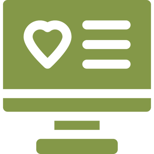 Heart icon on computer screen