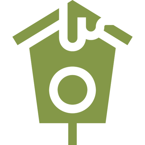 Simple green birdhouse graphic