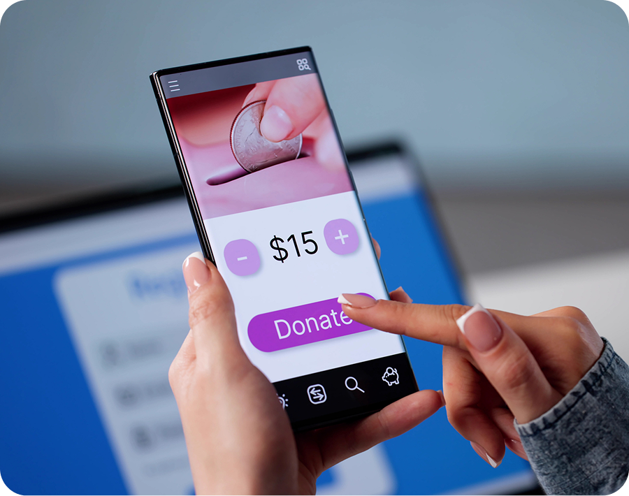 Finger tapping donate button